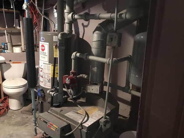 utility room with gas water heater