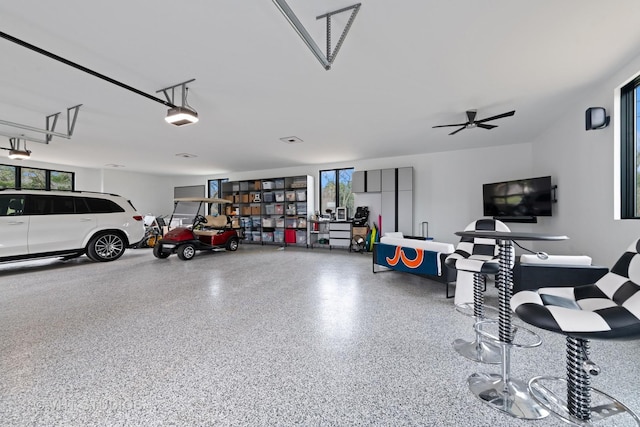 garage with a garage door opener