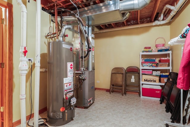 utilities featuring gas water heater and heating unit