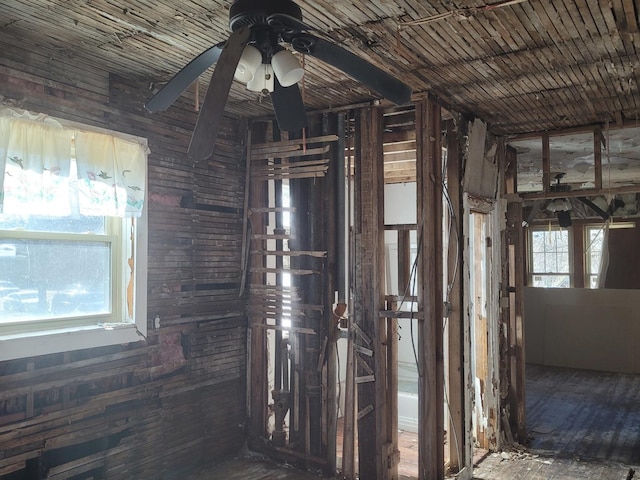 misc room featuring a healthy amount of sunlight and a ceiling fan