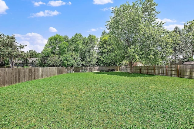 view of yard with a fenced backyard