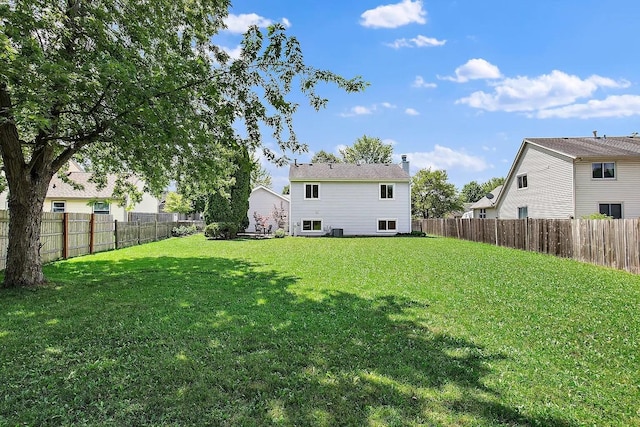 view of yard with a fenced backyard