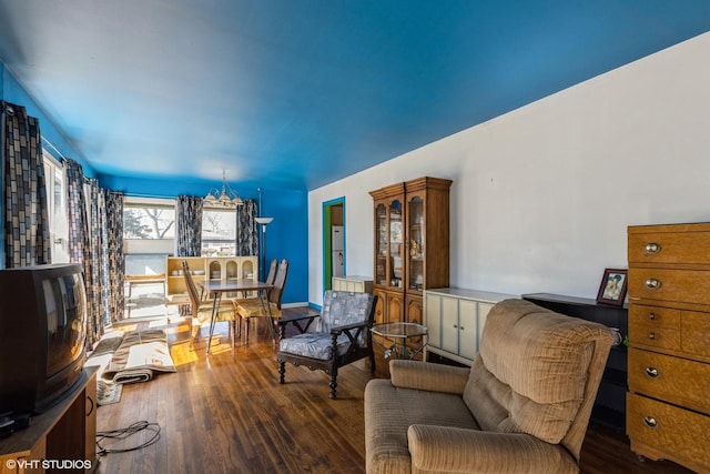 living area with wood finished floors