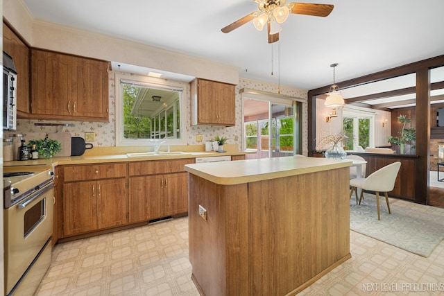 1408 N W St, Naperville, IL 60563 - kitchen with light countertops, light floors, stainless steel appliances, and a sink
