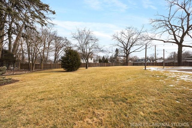 view of yard featuring fence