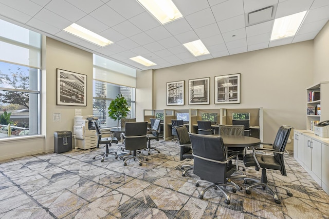 office space featuring visible vents and a drop ceiling