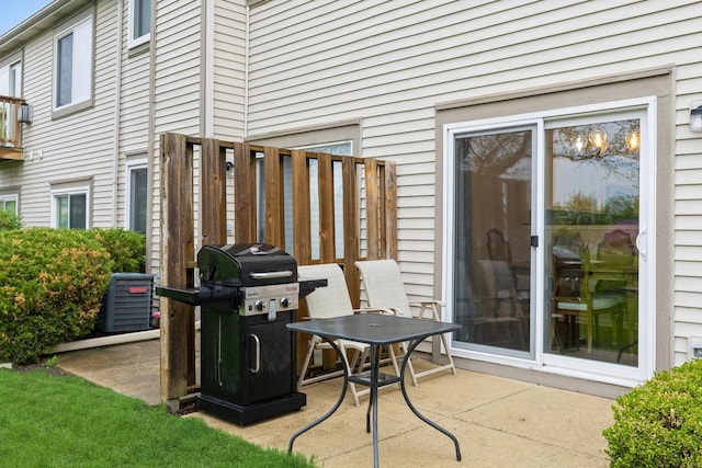 view of patio featuring a grill