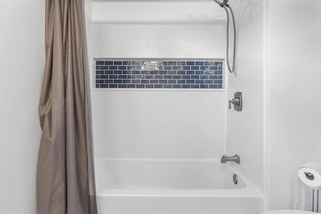 full bath featuring shower / bath combination with curtain