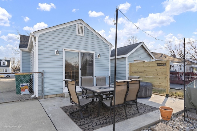 view of patio / terrace featuring outdoor dining space and fence