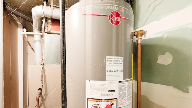 utility room with water heater