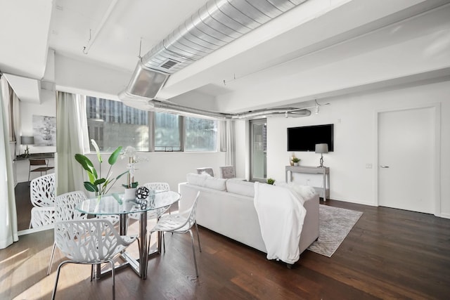 living area featuring wood finished floors