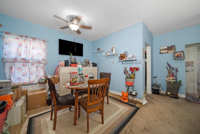 8325 S Dante Ave, Chicago, IL 60619 - carpeted dining space with ceiling fan and baseboards