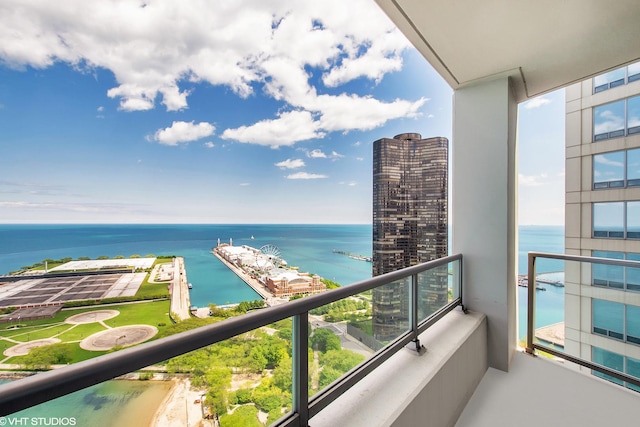 balcony with a water view