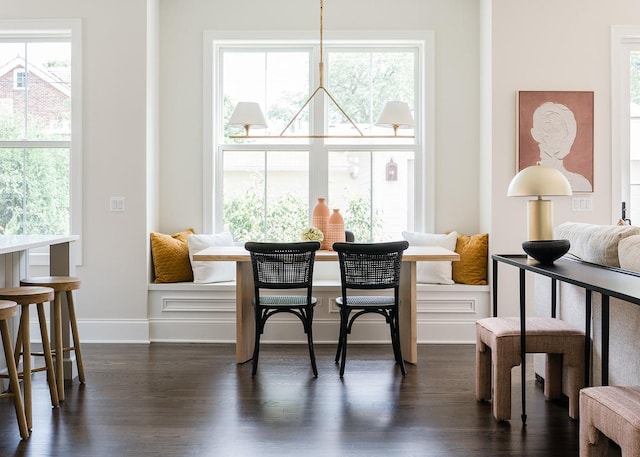 4489 Central Ave, Western Springs, IL 60558 - dining area featuring dark wood-style floors and baseboards