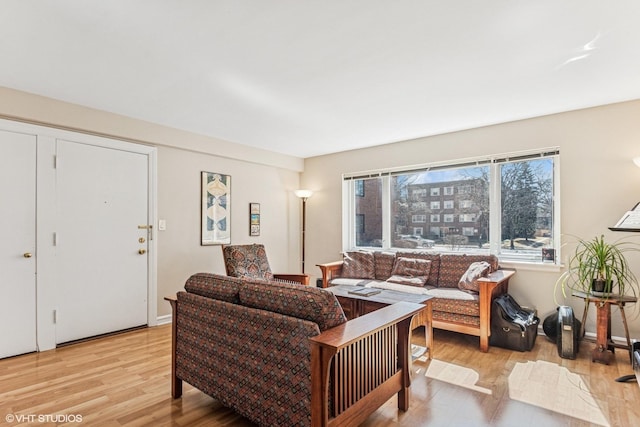 living area featuring light wood-style floors