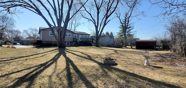 view of yard featuring stairs