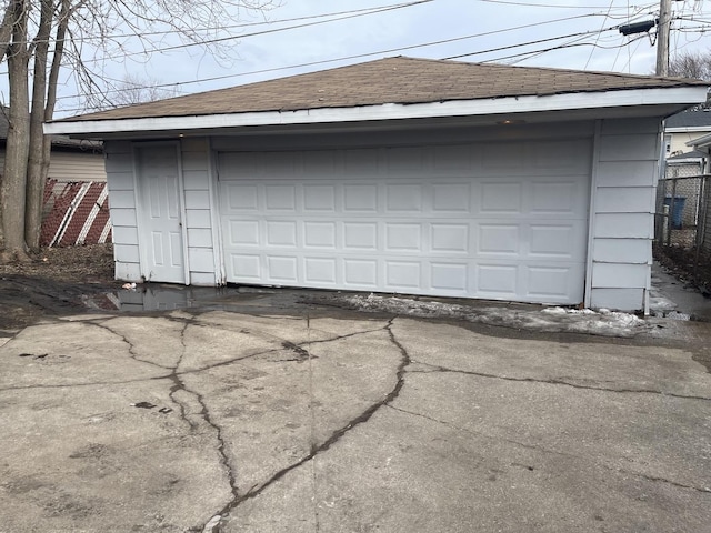 view of detached garage