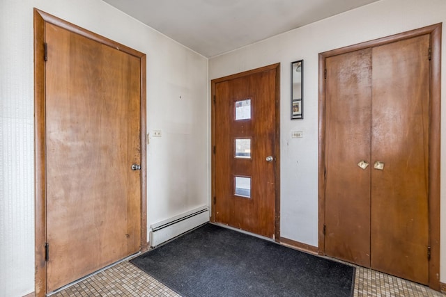 entrance foyer featuring a baseboard radiator