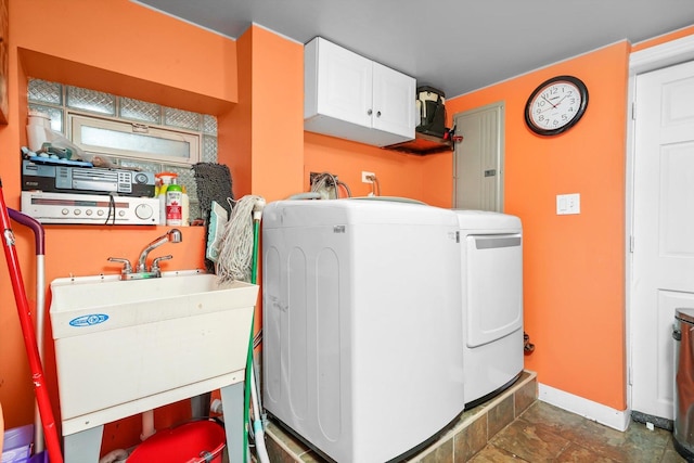 1418 N Mayfield Ave, Chicago, IL 60651 - laundry room featuring cabinet space, independent washer and dryer, and electric panel