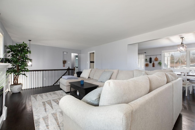 living area with wood finished floors