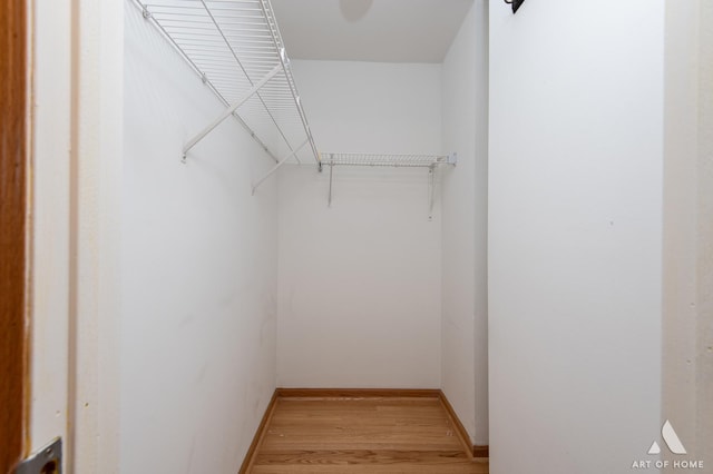 spacious closet with light wood finished floors