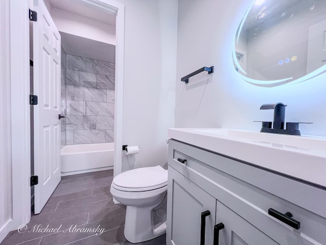 full bathroom with toilet, shower / washtub combination, and vanity