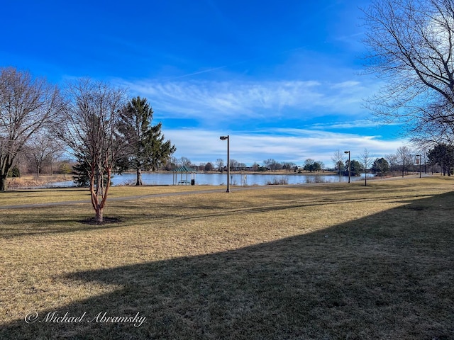 view of yard featuring a water view