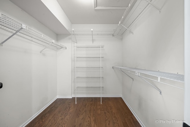 spacious closet with wood finished floors