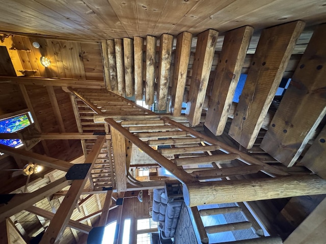 interior space with wooden ceiling