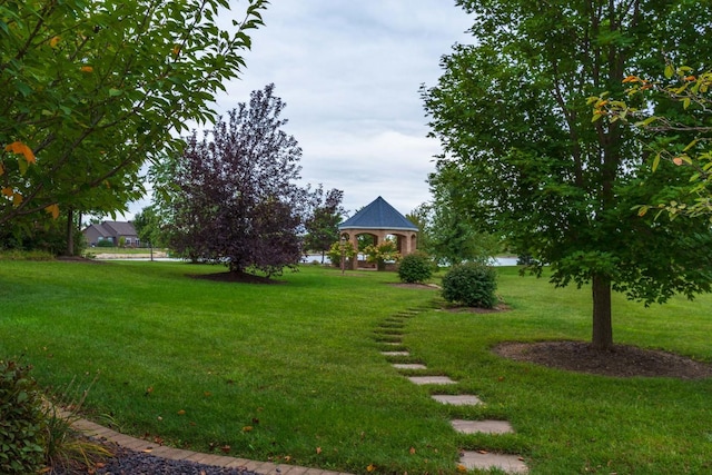 view of yard with a gazebo