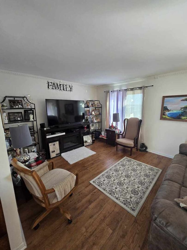 living area featuring wood finished floors