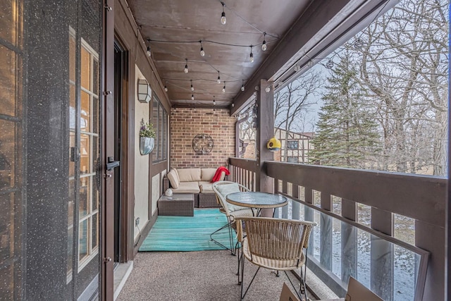 balcony featuring an outdoor living space