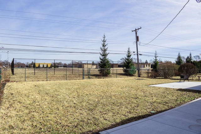 view of yard with a patio and fence