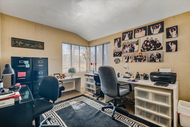 office with vaulted ceiling