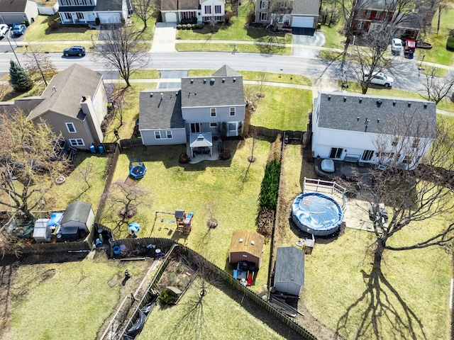 bird's eye view with a residential view