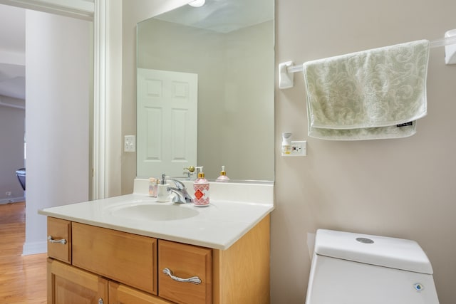 bathroom featuring vanity and wood finished floors