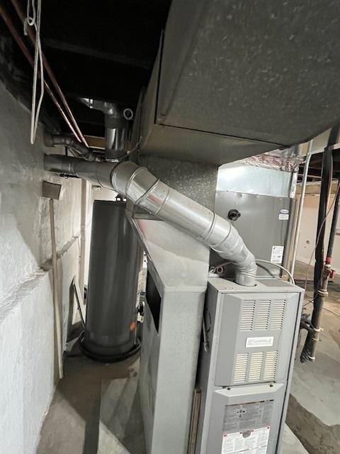 utility room with gas water heater