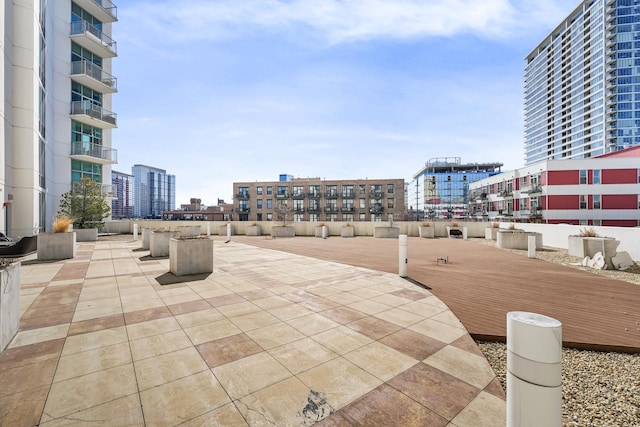 view of patio featuring a city view