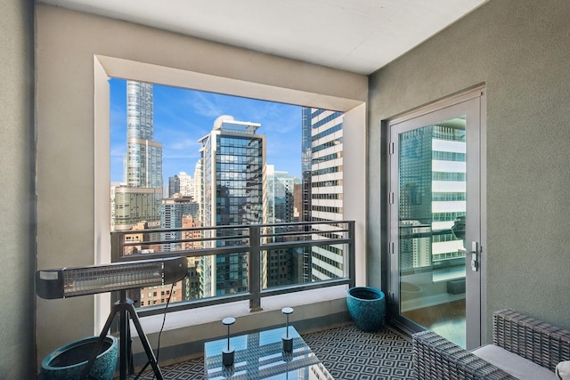 balcony with a view of city