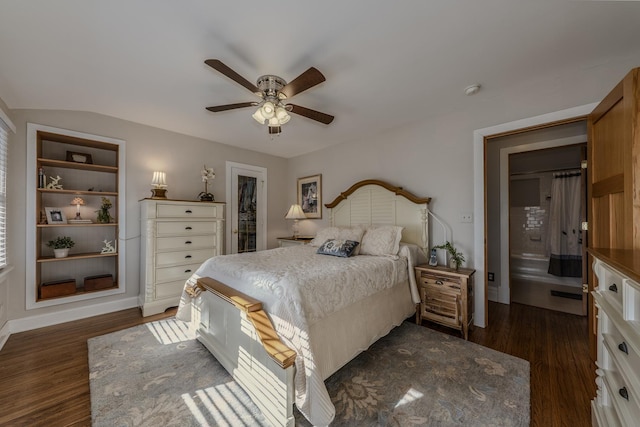421 Dodson St, Geneva, IL 60134 - bedroom featuring dark wood finished floors, a spacious closet, a ceiling fan, and a closet