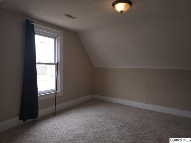 bonus room featuring light colored carpet, baseboards, and vaulted ceiling