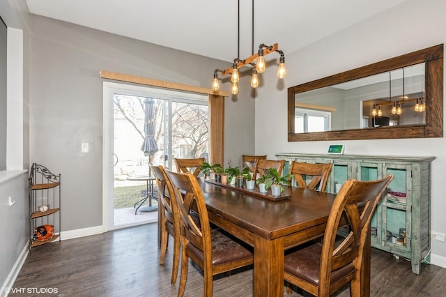 dining room featuring baseboards and wood finished floors