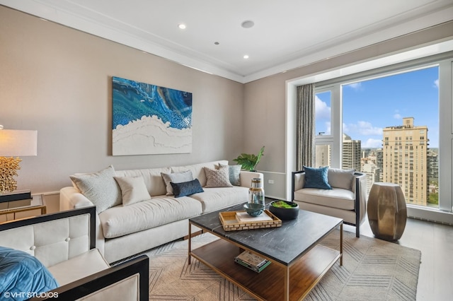 77 E Walton Pl Unit 24E, Chicago, IL 60611 - living room featuring recessed lighting and a view of city