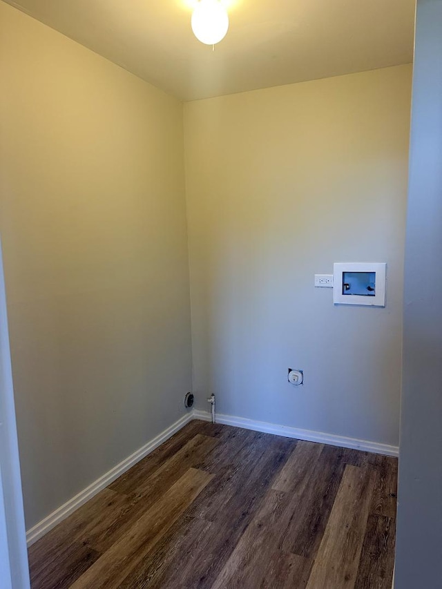 121 S Annandale Dr, Lake In The Hills, IL 60156 - washroom with dark wood-style floors, baseboards, laundry area, electric dryer hookup, and washer hookup