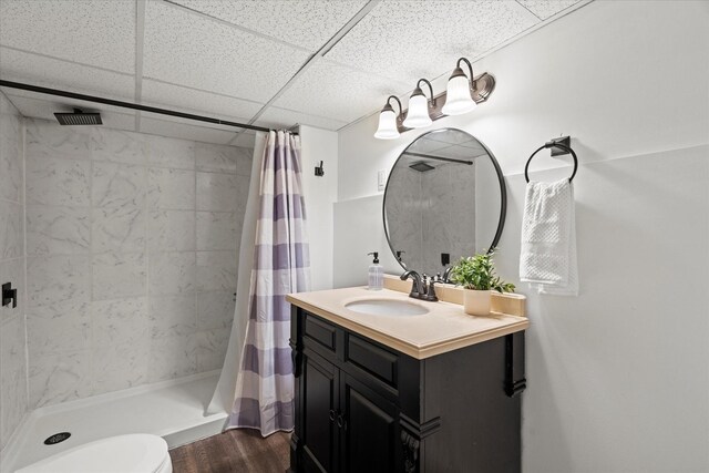 896 S Myrtle Ave, Kankakee, IL 60901 - full bath featuring vanity, a shower stall, wood finished floors, and toilet