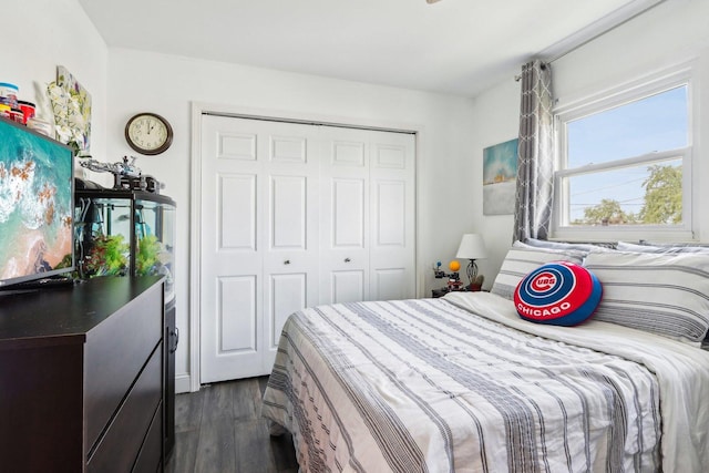 611 Mccarthy Rd, Lemont, IL 60439 - bedroom featuring dark wood finished floors, a closet, and ceiling fan