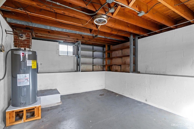 garage with electric water heater