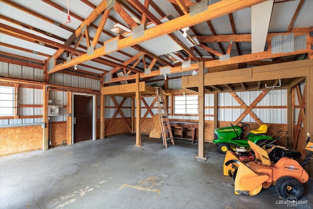 garage featuring metal wall