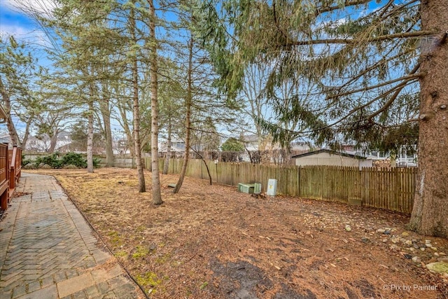 view of yard with a fenced backyard