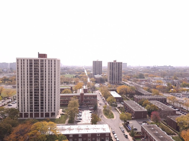 birds eye view of property featuring a city view